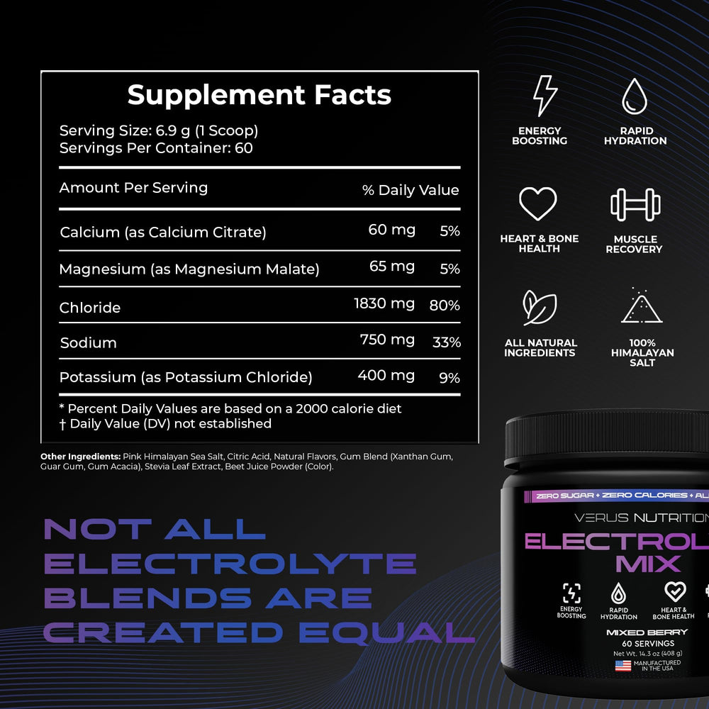 VERUS Nutrition electrolytes powder lemon lime sachet for keto-friendly hydration