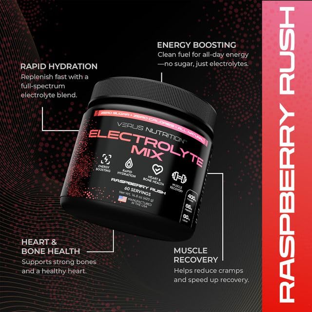 VERUS NUTRITION electrolyte mix mixed berry offers zero calories for vegan or fasting days.