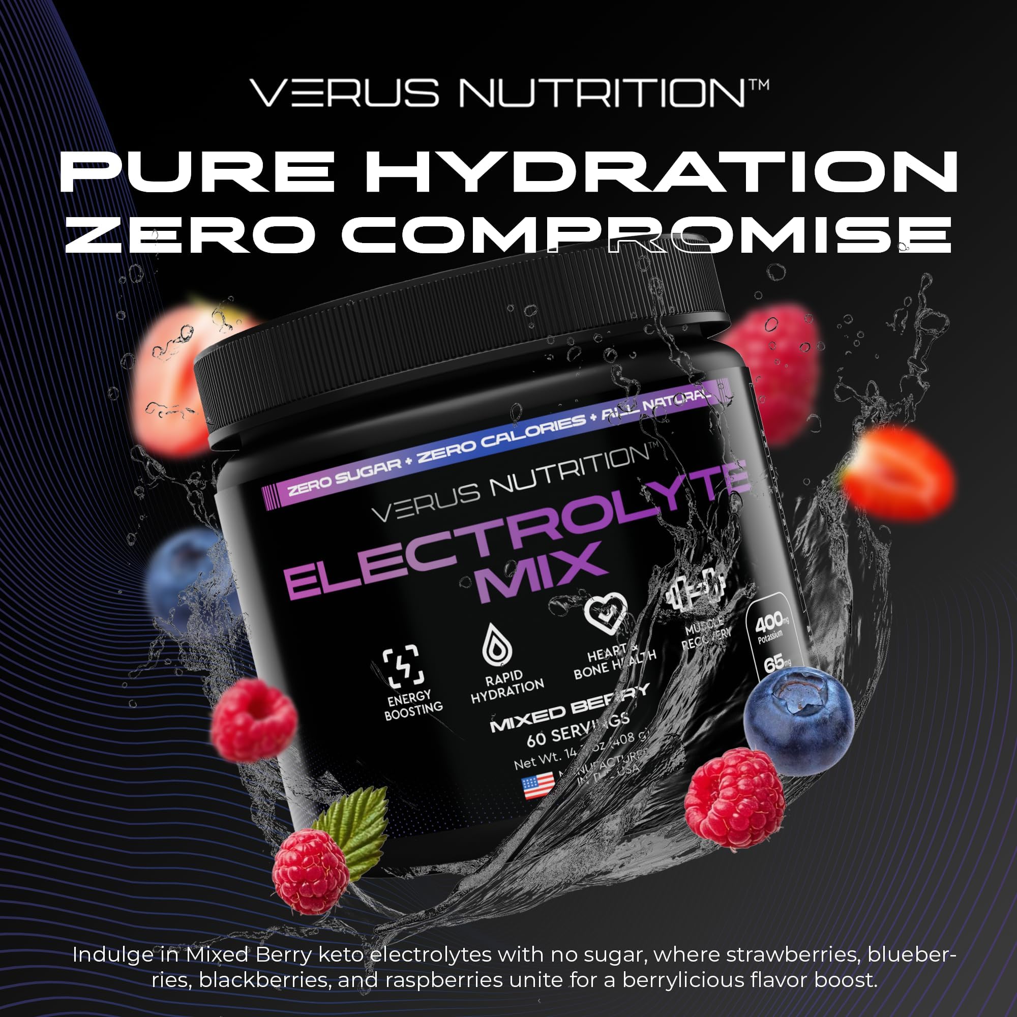 VERUS Nutrition electrolytes powder strawberry lemonade glass boosts hydration during workouts