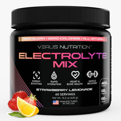 VERUS NUTRITION Electrolytes Strawberry Lemonade tub for sugar-free hydration on keto and fasting