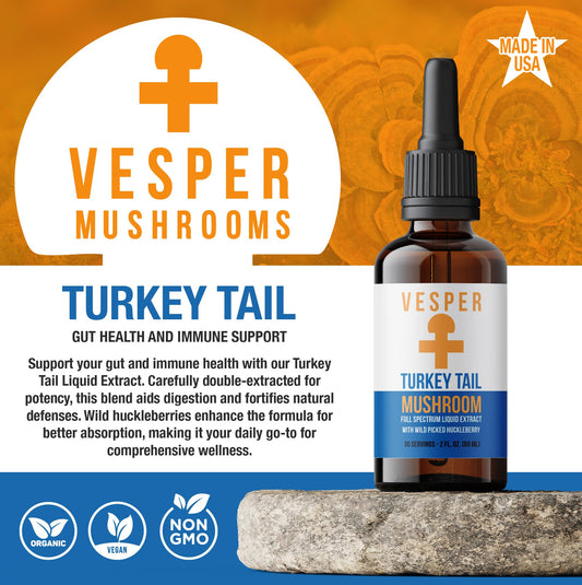 Vesper Turkey Tail liquid extract drops for quick absorption.