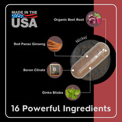 VesselFLEX beet root and ginseng imagery hints at natural stamina support