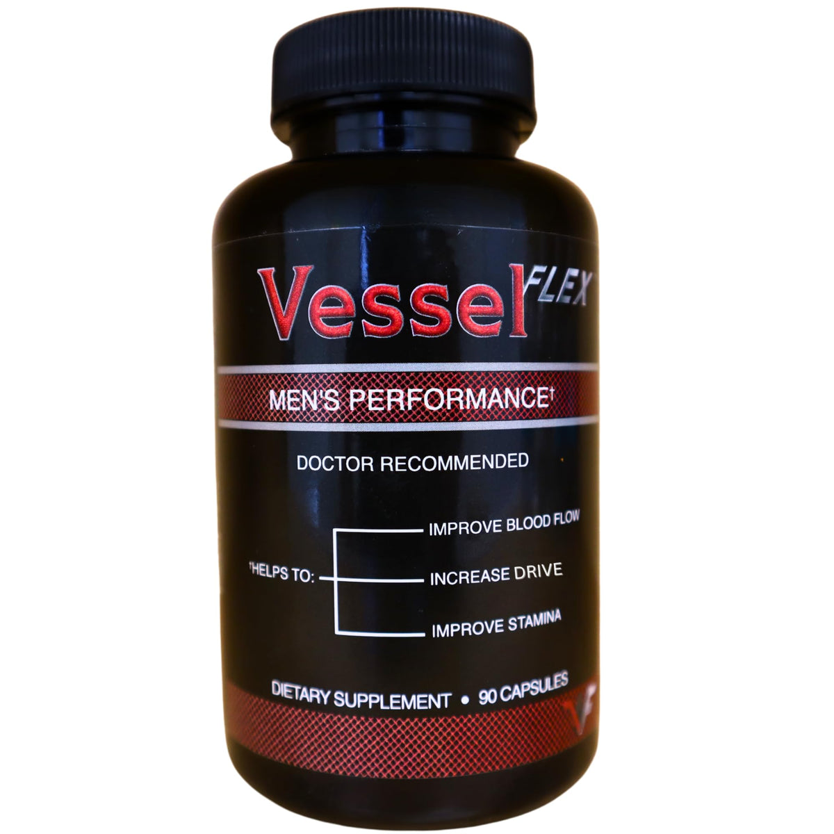 VesselFLEX bottle front shows label for daily nitric oxide support
