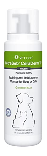 Vet One VetraSeb CeraDerm P Mousse bottle dispense for soothing itch relief