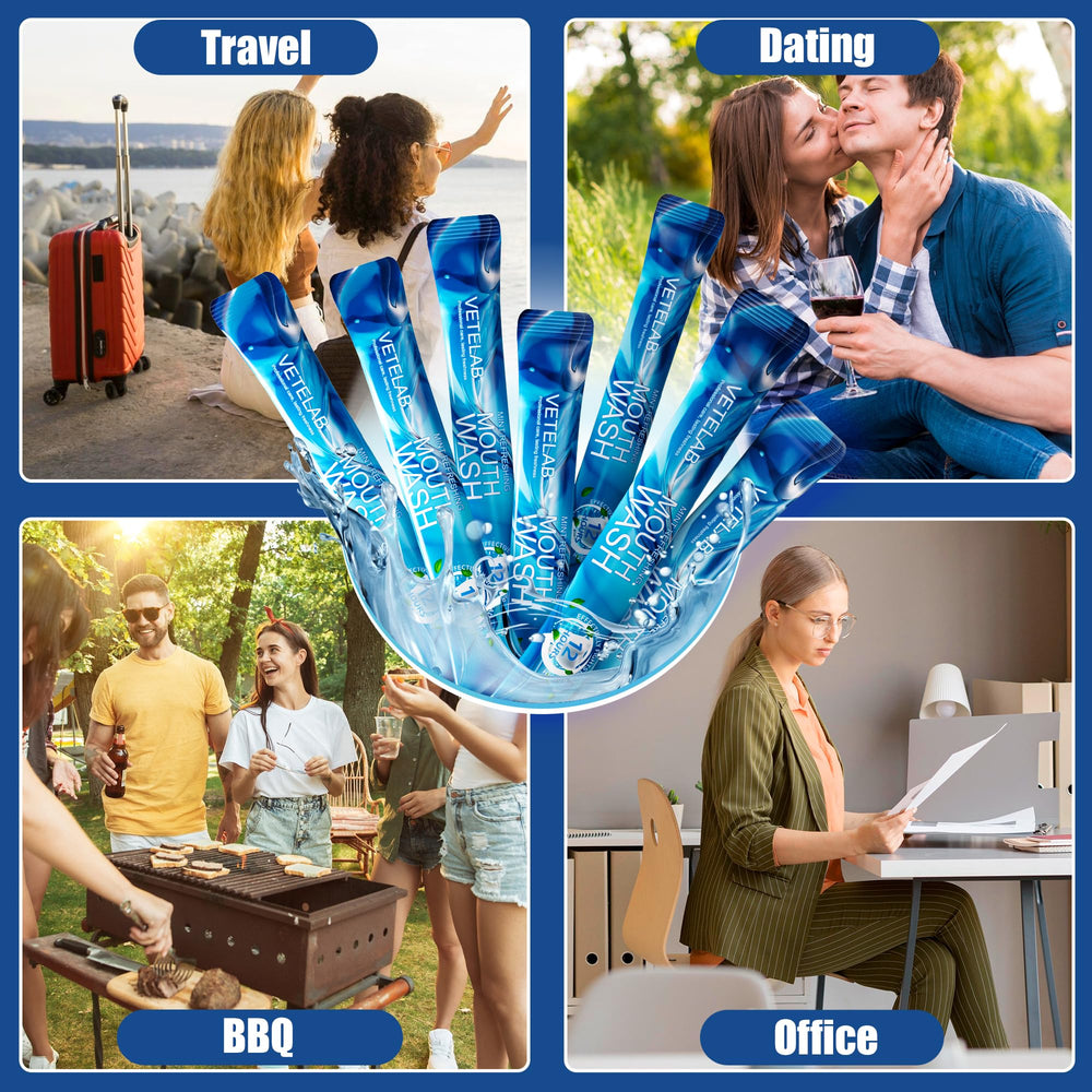 VeteLab leak-proof mouthwash packets stay secure in cabin organizers