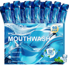 VeteLab TSA-approved mouthwash packets ready for travel and quick freshening on the go