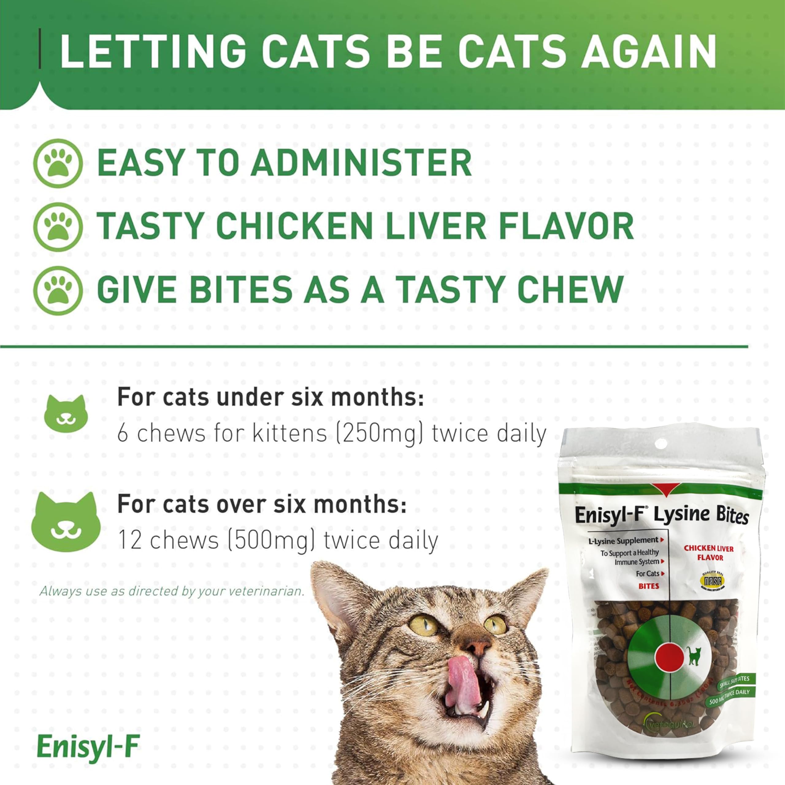 Kitten-friendly packaging of Enisyl-F Lysine Bites