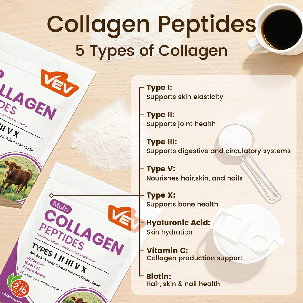 Close-up of VEV label showing hydrolyzed collagen and vitamin C.