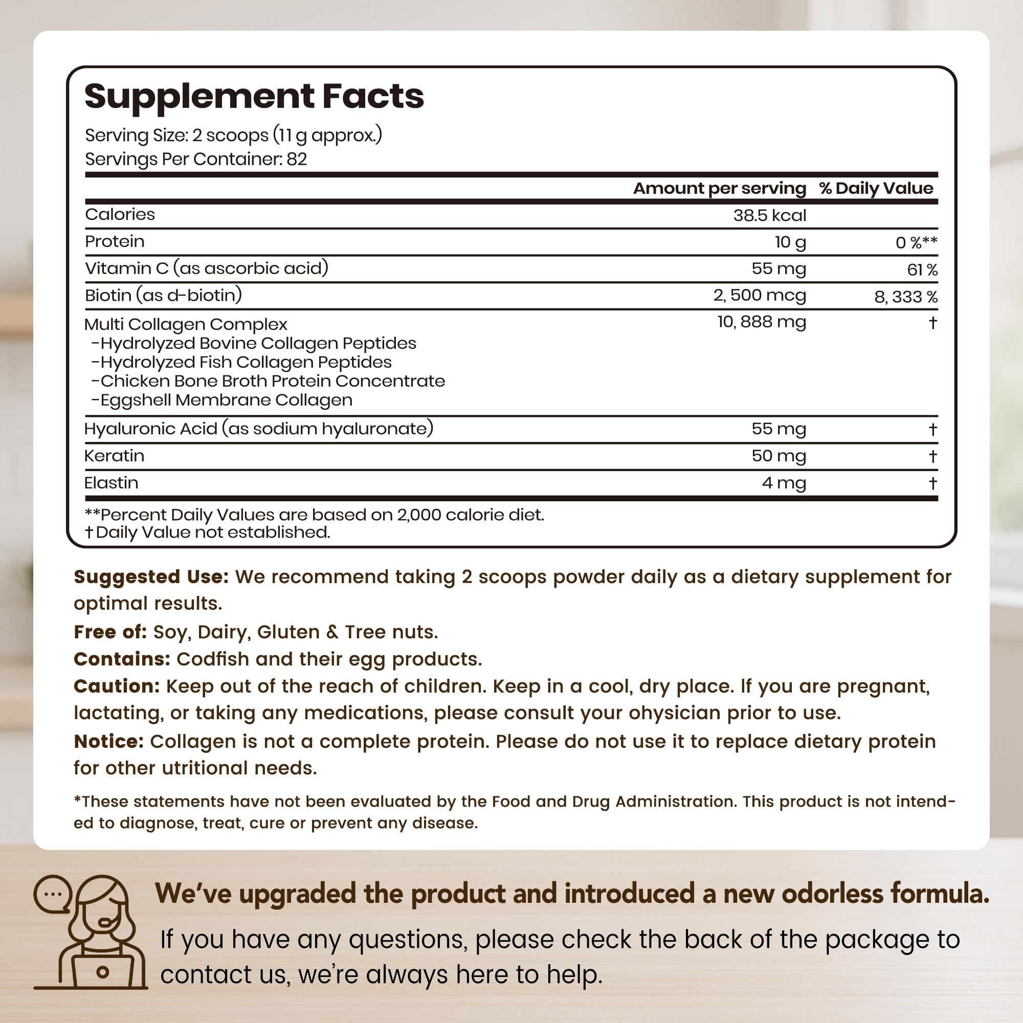 VEV collagen powder scoop ready for precise daily servings.