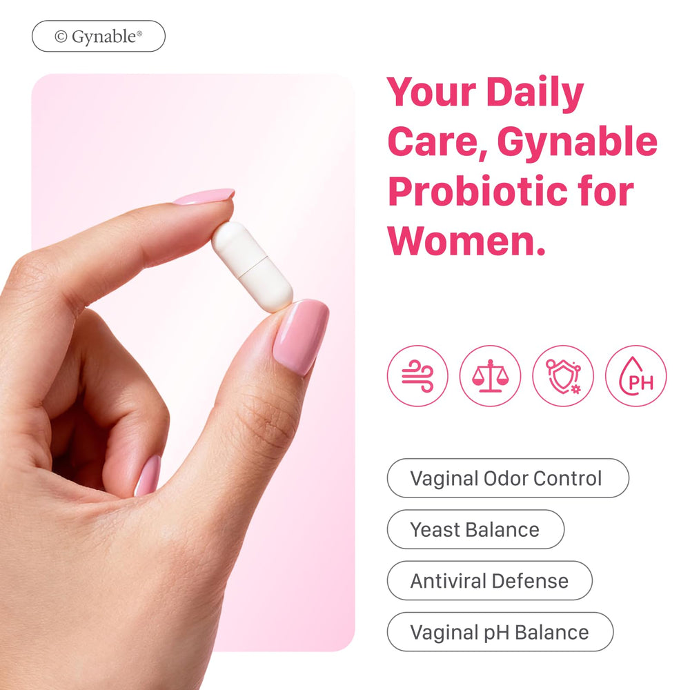 Vevoec Gynable capsules close-up emphasizing 10B CFU potency