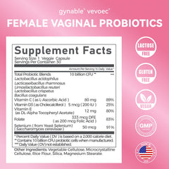 Vevoec Gynable label highlights gluten-free and dairy-free ingredients.