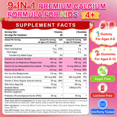 Veyttisy Kids Calcium Gummies closeup shows strawberry gummies and sugar-free formula