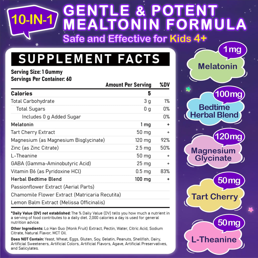 Veyttisy kids melatonin gummies mixed berry close-up for kid friendly sleep support