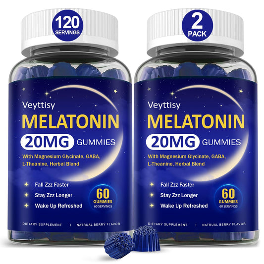 Veyttisy Melatonin 20mg Gummies bottle showing nightly sleep support