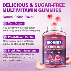 Vegan pectin texture and monk fruit sweetness highlighted in the gummies.