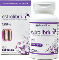 VH Nutrition ESTROLIBRIUM bottle-front promotes balanced energy with natural herbs.