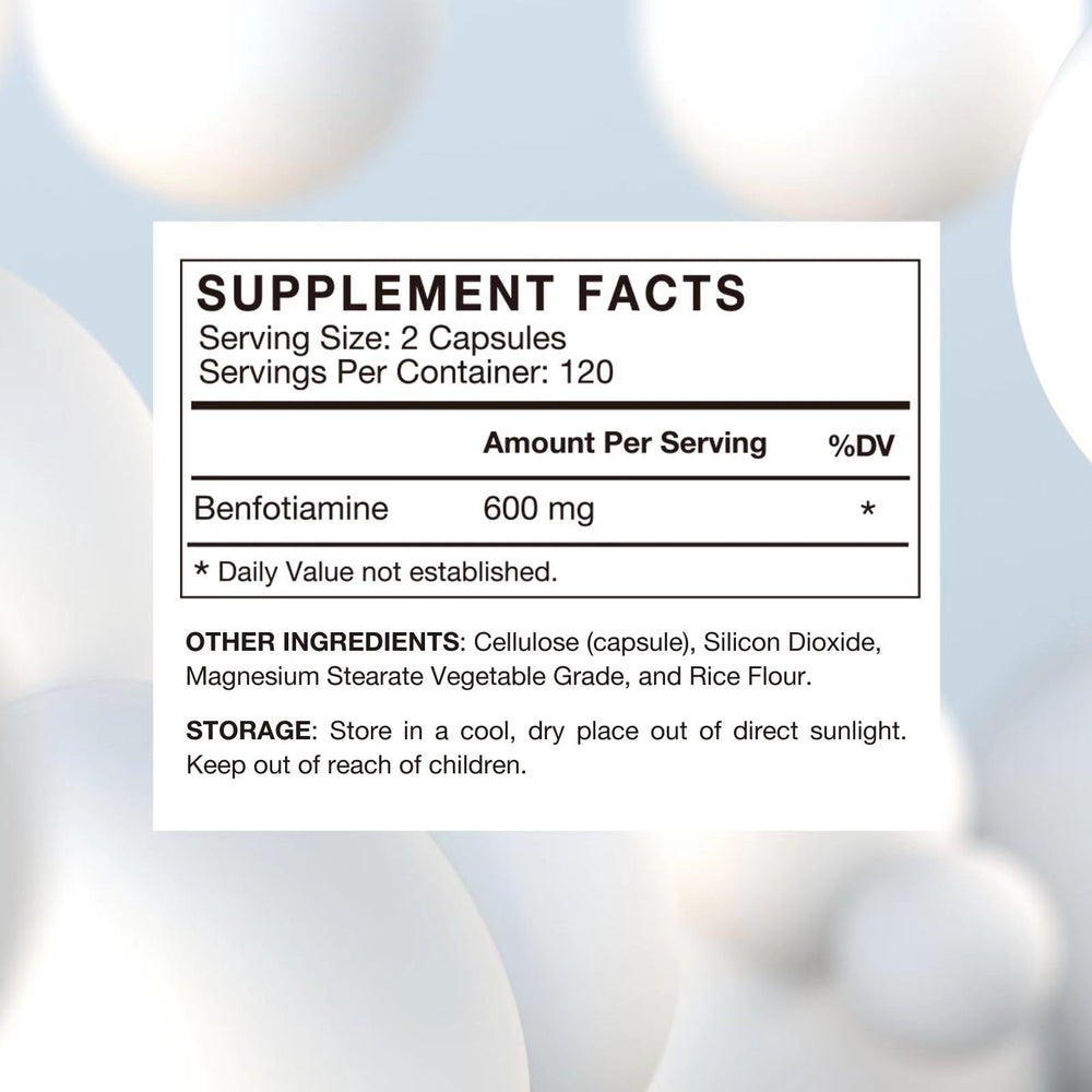 VHC Benfotiamine capsules ready for a daily wellness routine.