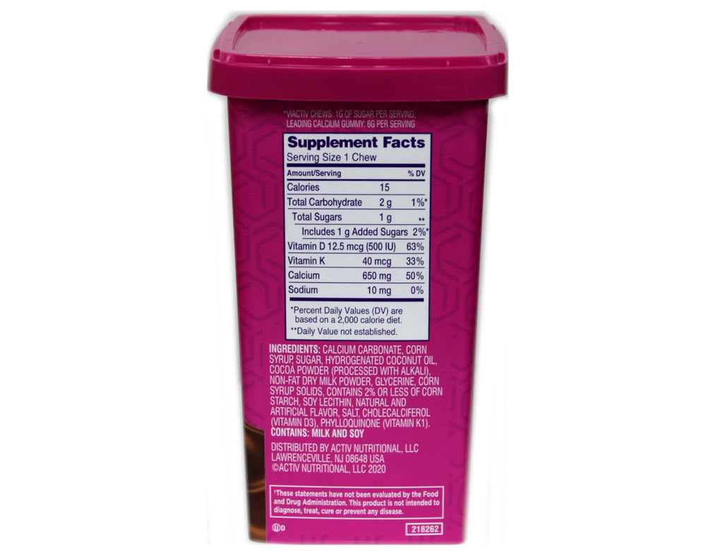 Viactiv serving dish with chews conveys on-the-go nutrition for bone health.