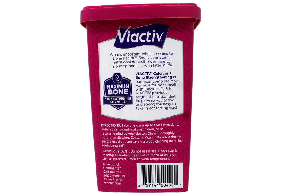 Individually wrapped Viactiv Max chews, ideal for travel