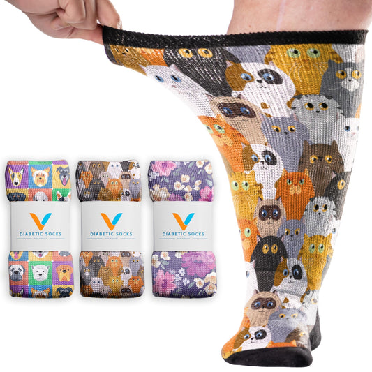 Viasox EasyStretch diabetic sock folded top for gentle non-binding fit.