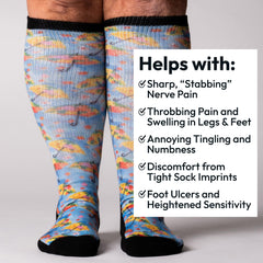 Viasox EasyStretch diabetic socks seamless toe close-up prevents rubbing.