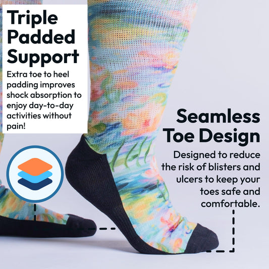 Viasox EasyStretch side view; loose fit for edema-prone feet.