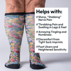 Viasox EasyStretch triple padded socks; cushions feet during daily activities.