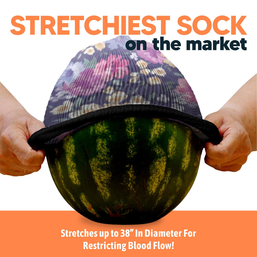 Viasox EasyStretch socks with wide cuff top for gentle, non-binding wear.