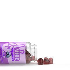 Vibe Gummies bottle-pour-closeup demonstrates easy daily dosage