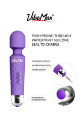 VibeMax with travel pouch and USB cable for on the go relief