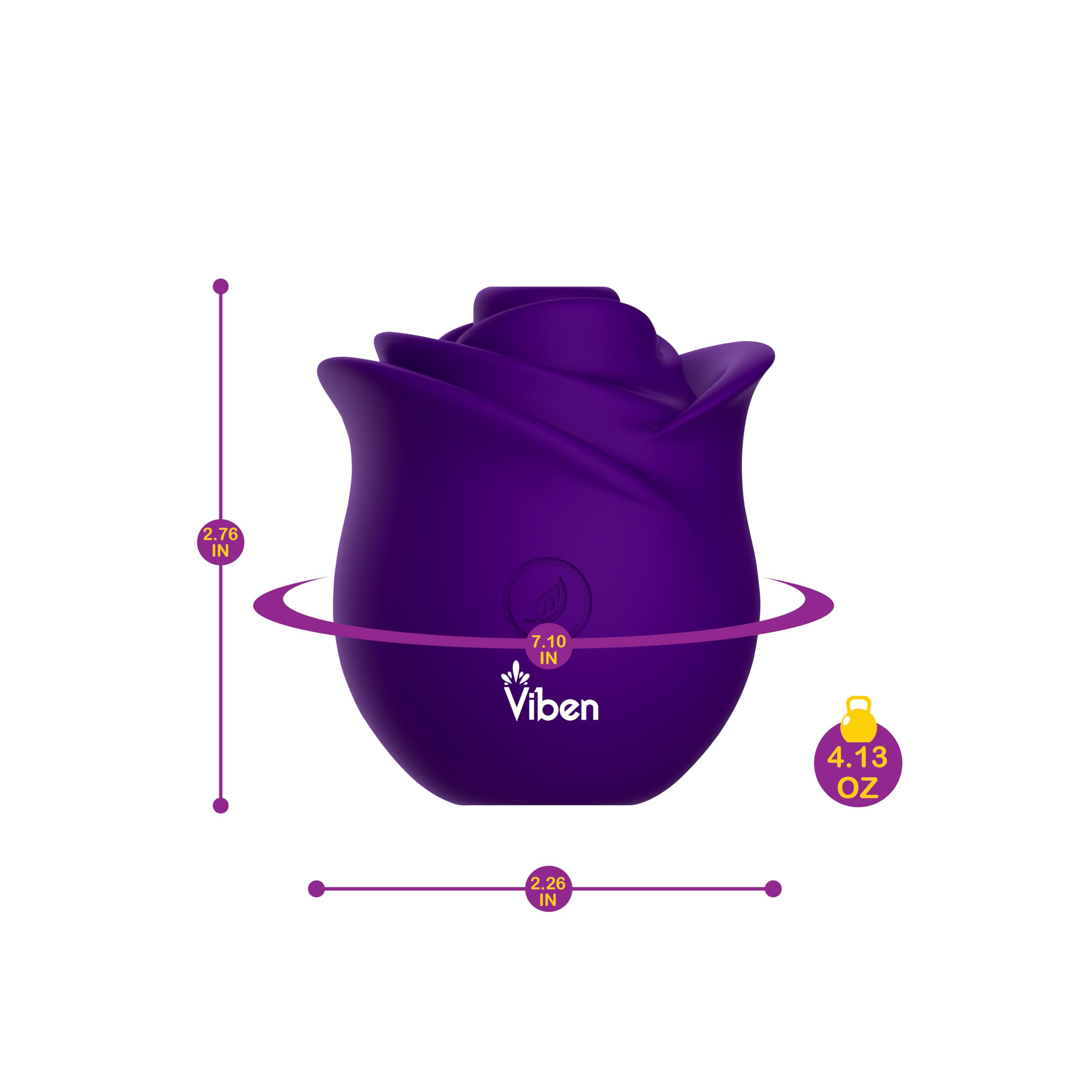 Viben Zen Rose Stimulator ergonomic silicone grip—comfortable handling during play.