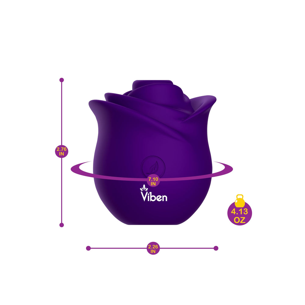Viben Zen Rose Stimulator ergonomic silicone grip—comfortable handling during play.
