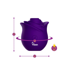 Viben Zen Rose Stimulator ergonomic silicone grip—comfortable handling during play.