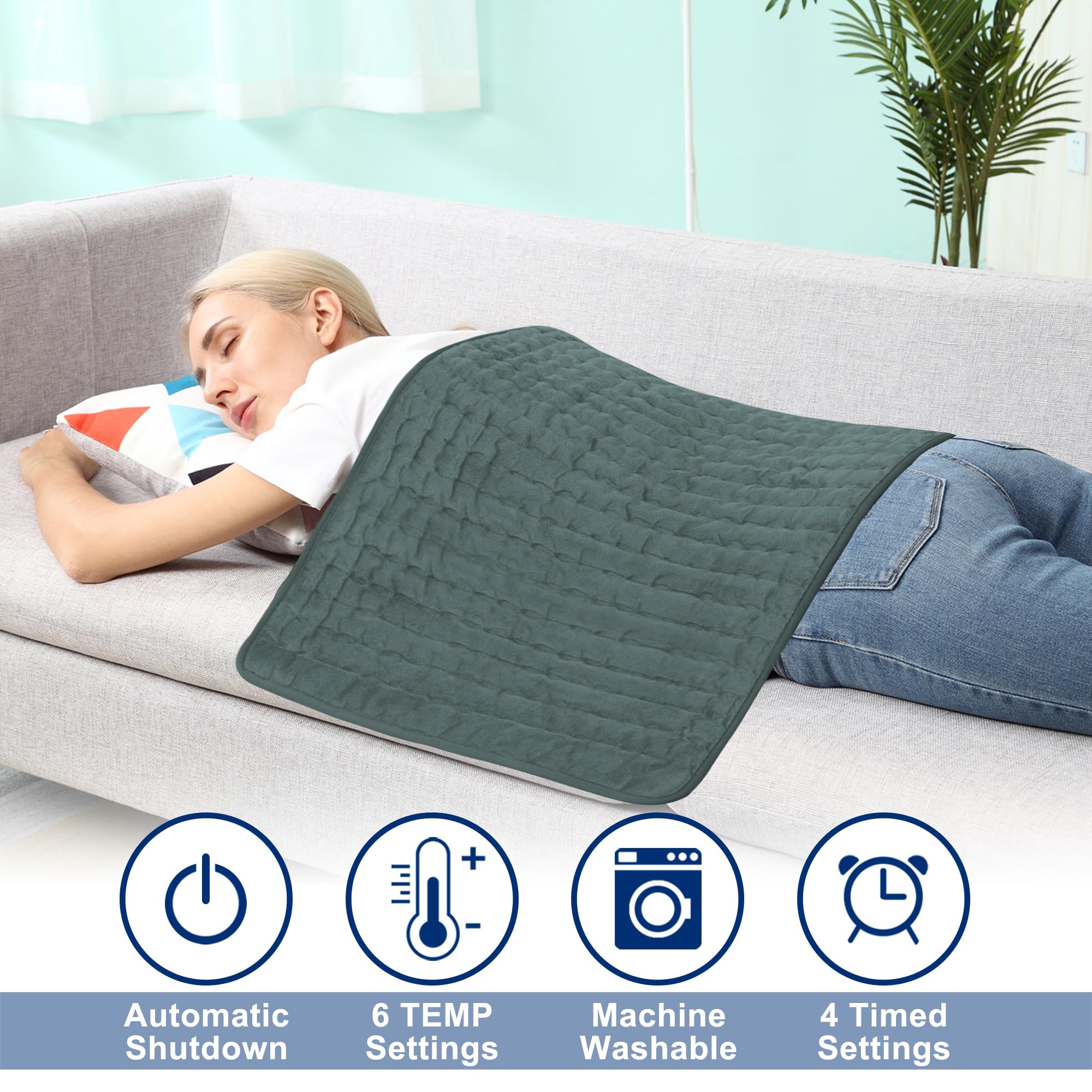 VIBOOS heating pad includes auto shut-off for safe use.