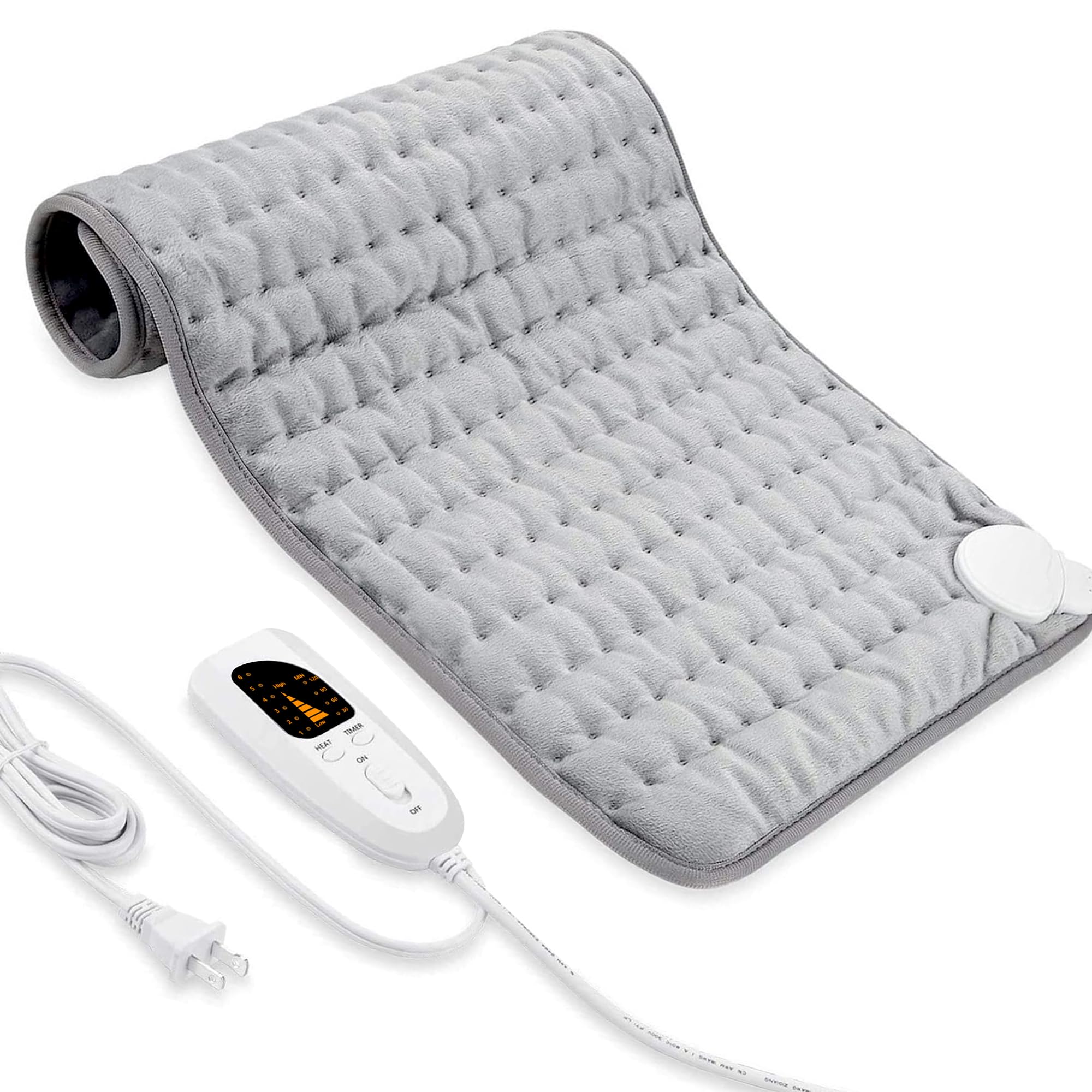 VIBOOS electric heating pad on back and neck for soothing warmth and comfort.