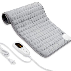 VIBOOS electric heating pad on back and neck for soothing warmth and comfort.