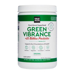 Vibrant Health Green Vibrance bottle front showing the product name for daily use