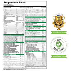 Vibrant Health Green Vibrance jar highlighting 65 superfoods for energy.