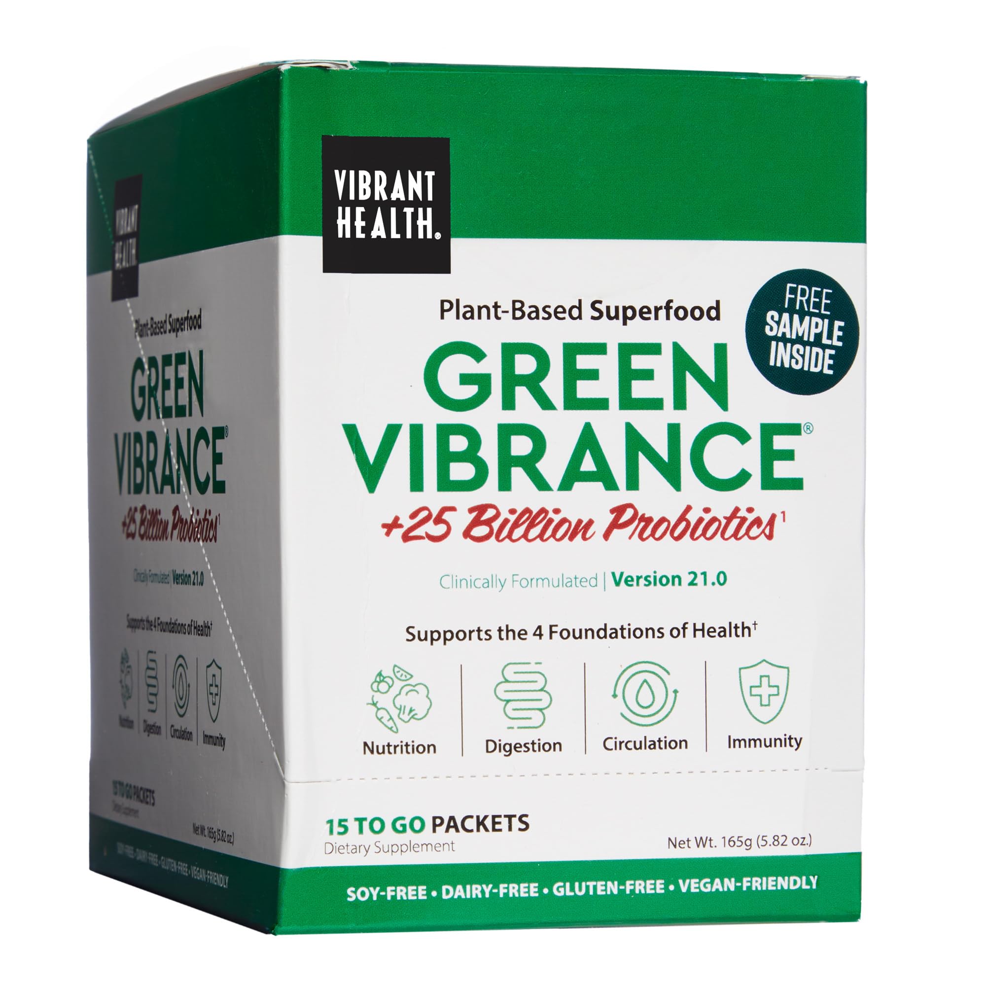 Vibrant Health Green Vibrance packaging ready for travel nutrition on the go.