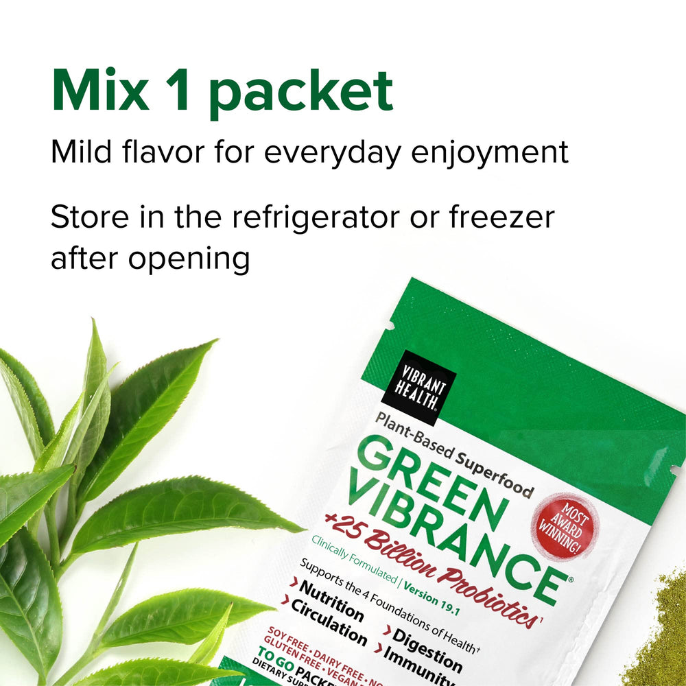 Green Vibrance in a smoothie bowl for on the go nourishment.
