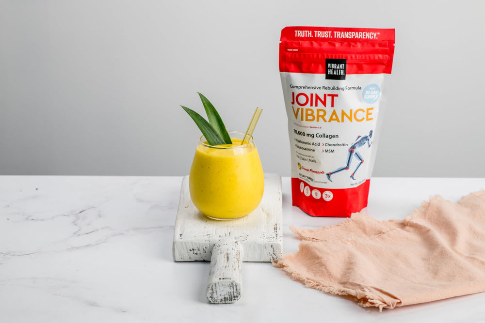Vibrant Health Joint Vibrance mixed in a glass shows smooth texture.