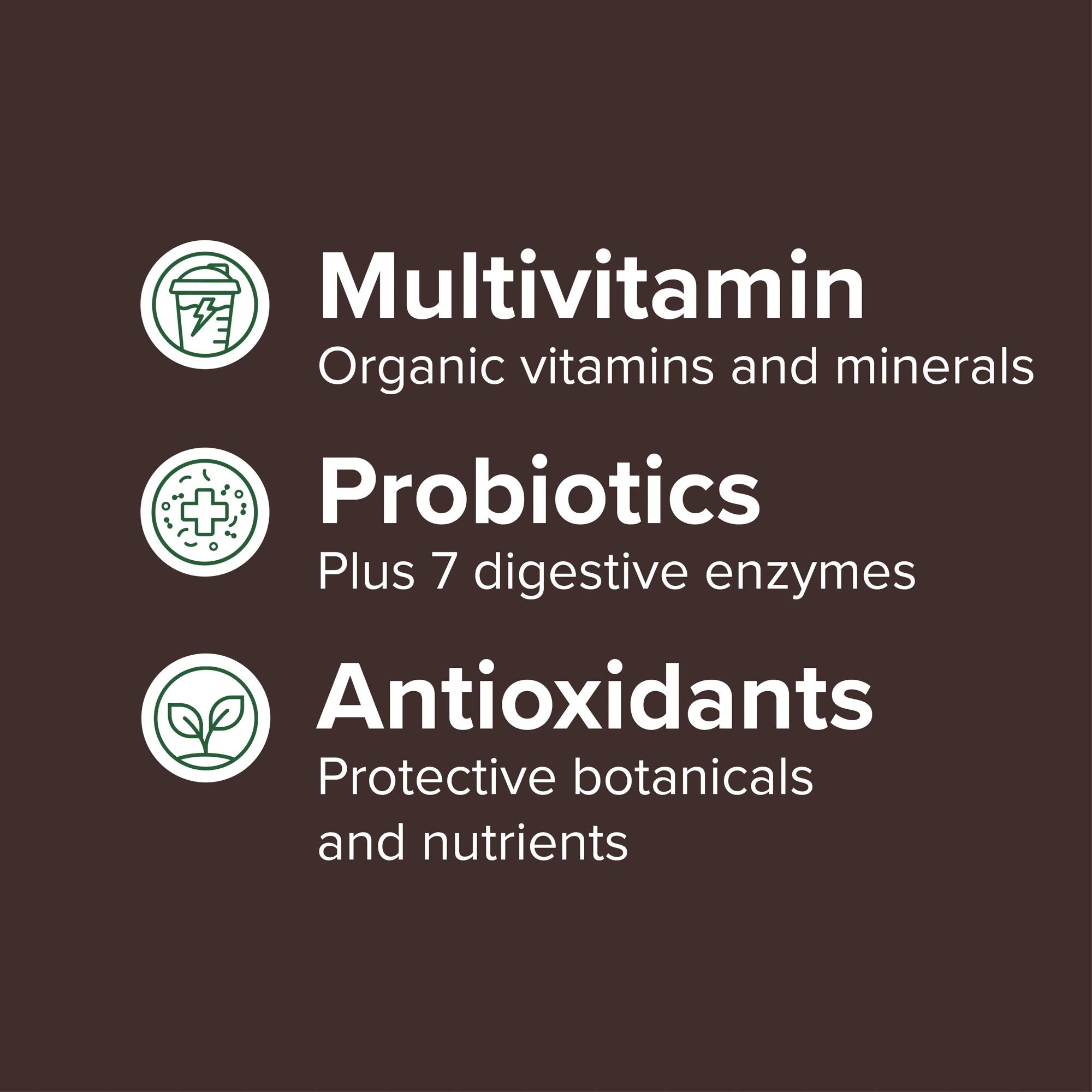 Vibrant Health Maximum Vibrance Chocolate ingredients table highlights quality.