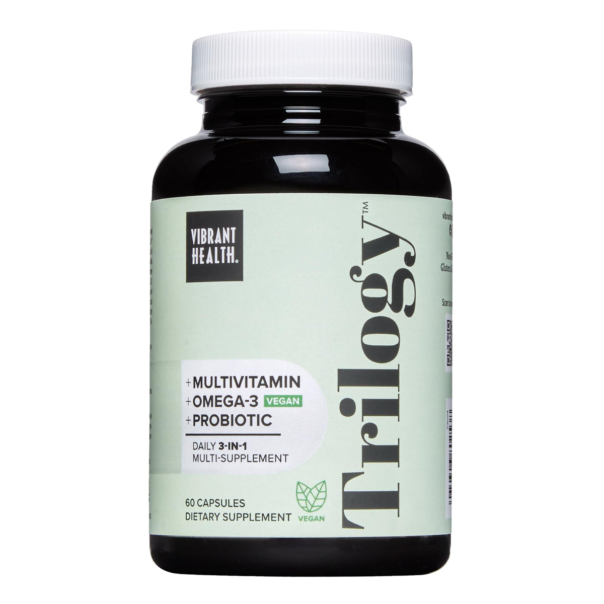 Vibrant Health Trilogy vegan algal oil bottle for daily wellness and omega-3 support