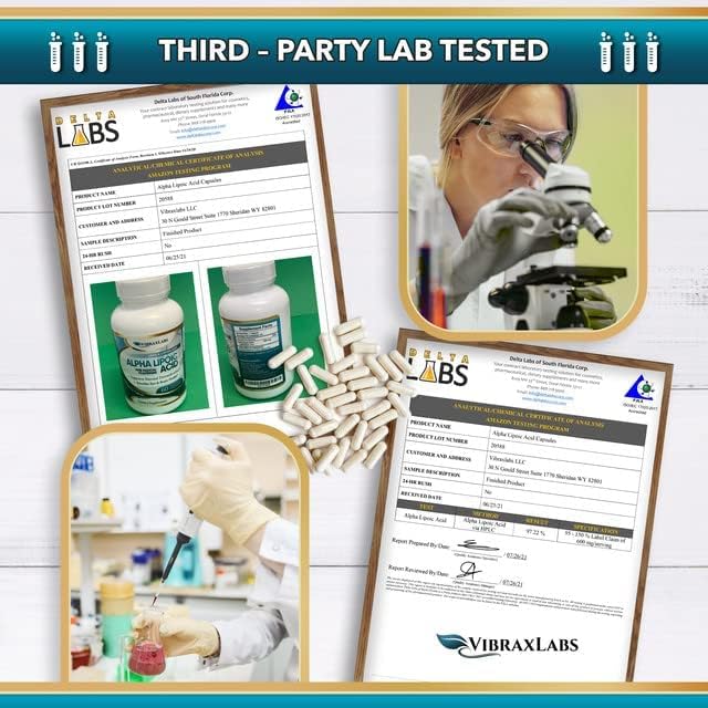 Vibraxlabs Alpha Lipoic Acid 600mg capsules dosage chart for easy daily use