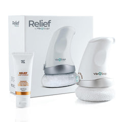 Vibro Sculpt Relief Massager on legs for targeted comfort and relaxation