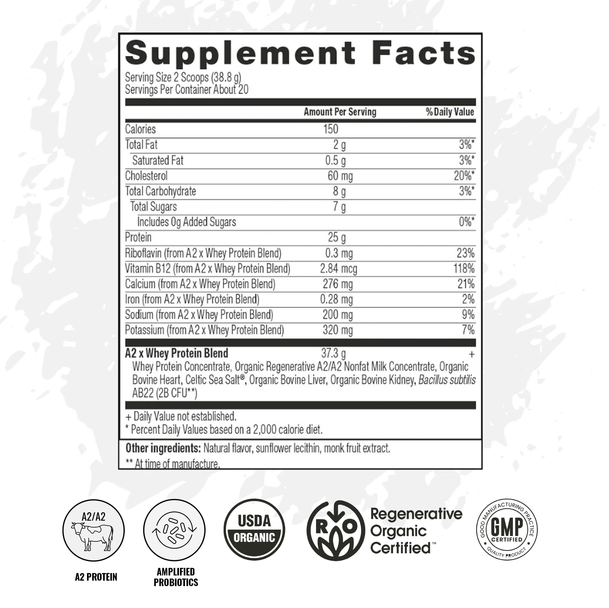 VICERA A2 mixed shake shows smooth texture and vanilla creme flavor.