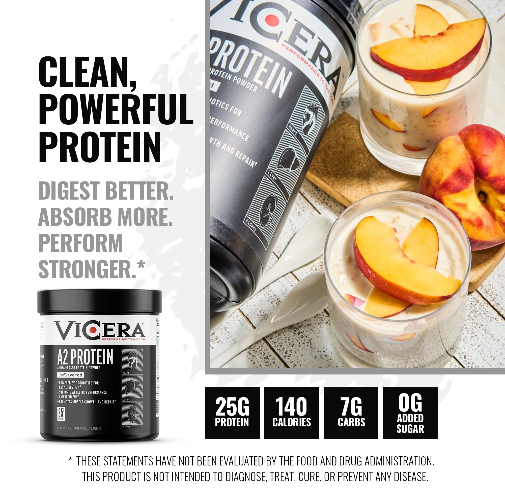 VICERA A2 protein powder in bowl, ideal for baking and cooking.