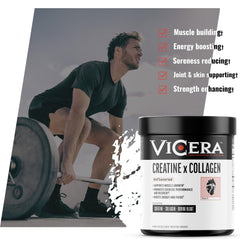 Unflavored VICERA powder in a measuring cup for recipes