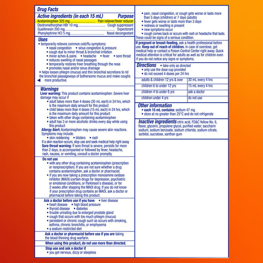 Vicks DayQuil Severe dosing cup shows measured amount for safety.
