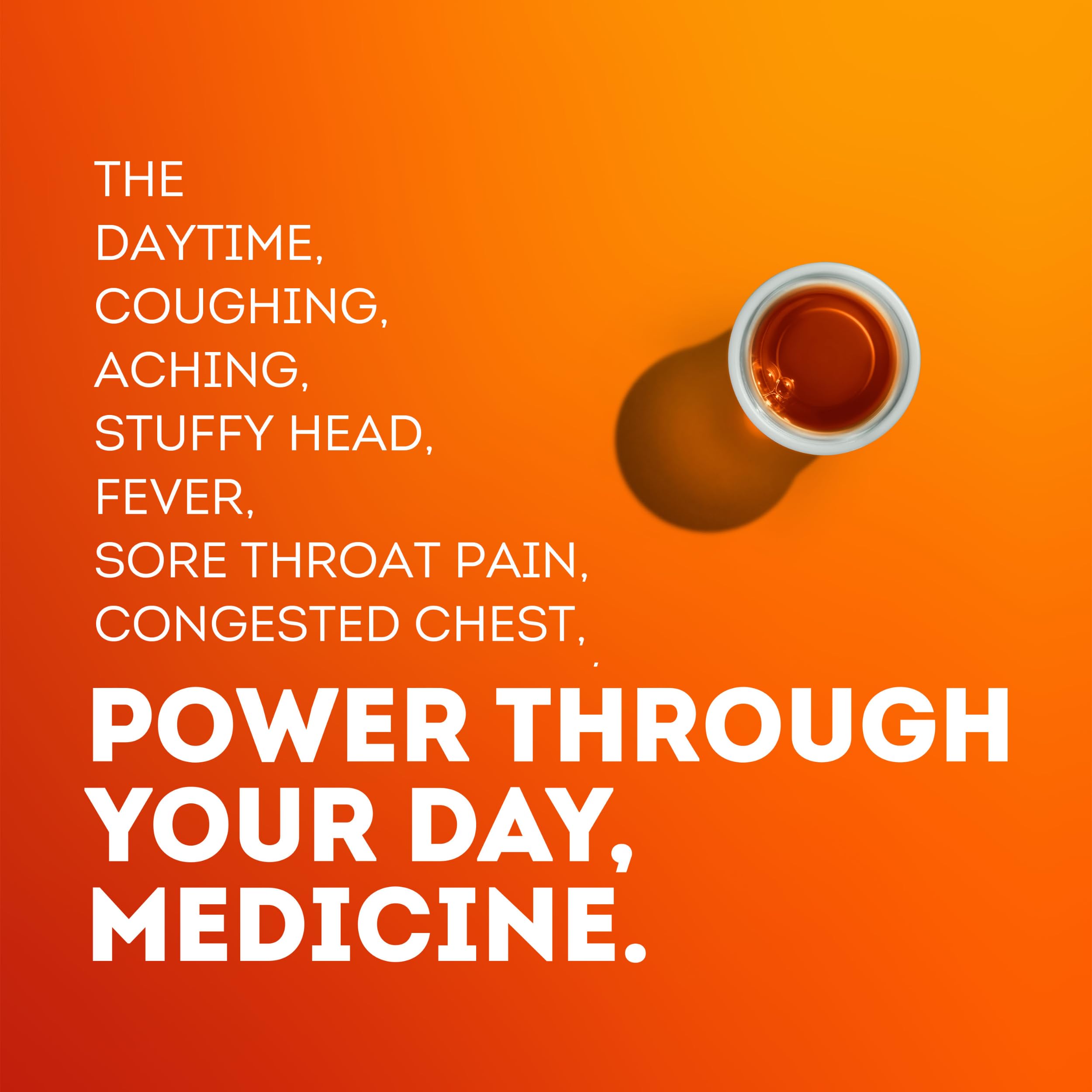 Vicks DayQuil Severe label close-up lists key uses.